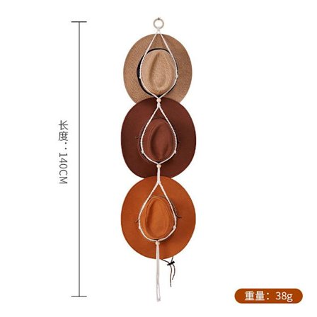 Boheme bomuldsreb vævet hat opbevaringsstativ multi-lags væg opbevaringsclips hængende hat dekoration