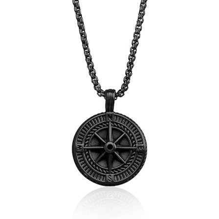 61 cm sort halskæde i rustfrit stål