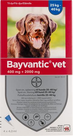 Bayvantic Vet Spot-on til Hund Hunde 25-40 kg (4 X 4 ml), Tøj & Bolig, Flåter & Lopper, Flåt- Og Loppemiddel Til Hunde