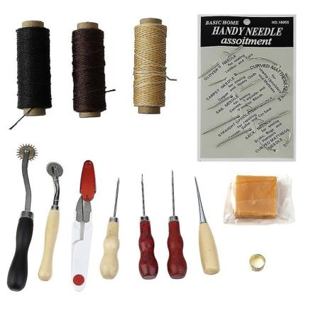 Multifunktionellt 14-delars läderhantverkssats för handsydd