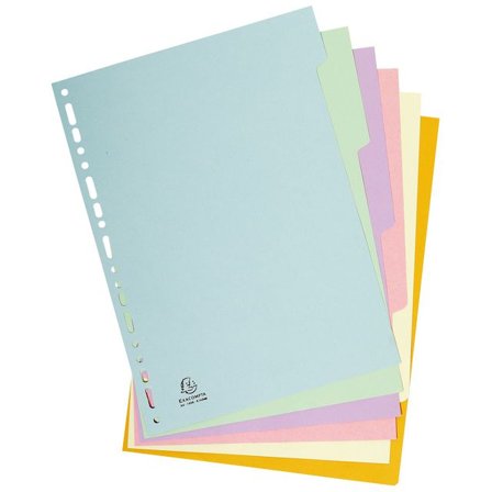 EXACOMPTA Tom avdelare, Forever , presspan, 6 delar, A4, olika pastellfärger - Lyreco - Kontorsmaterial - Pärmar och register - Pappersregister
