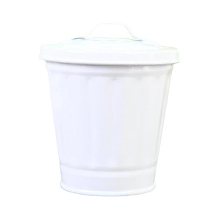 [CA] Søppelbøtte for skrivebord med lokk, bøtteform, lekkasjesikker, stor åpning, søppelkasse BY White One Size