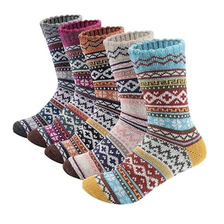 Varme sokker, 5 par kvinners ullsokker for vinteren, myke og tykke
