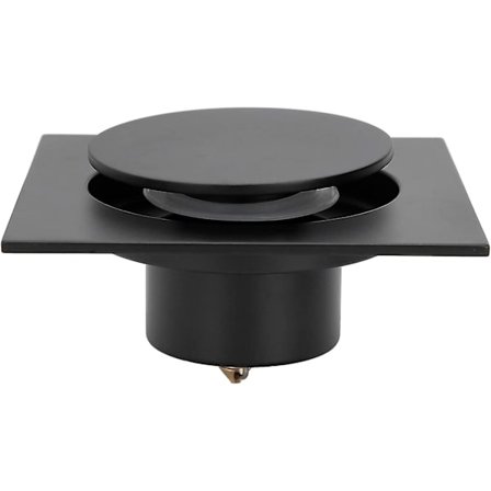 Duschbrunn, fyrkantig badrum, luktfri golvbrunn i rostfritt stål för kök, badrum, garage, källare, toalett 10 x 10 cm (svart golvbrunn)