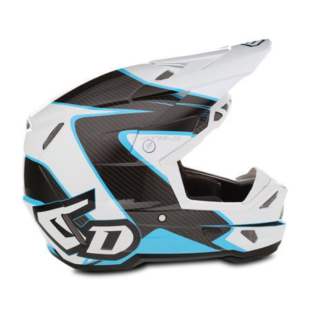 6D ATR-3 Wave Crosshjälm Glansig cyan/vit S