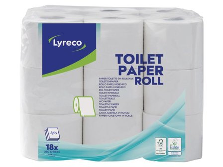 LYRECO Toalettpapper 3-lagers vit 18/fp - Lyreco - Städ och hygien - Toalettpapper och torkpapper - Toalettpapper - rulle