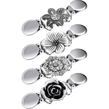 4 delar vintage tröja sjalklämmor Retro kofta kragklämmor klänning skjorta Broschklämmor för kvinnor som bär flickor, 4 stilar