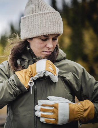 Hestra Fält Guide Glove - 5 Finger Natural Yellow/Offwhite - White - 6