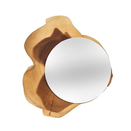 Spejl med ramme af naturtræ, 30x30x11 cm