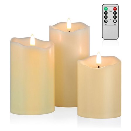 Flimrande Flamfria Ljus, Mest Realistiska LED-ljus med Fjärrkontroll, 3-Pack Batteridrivna Ljus