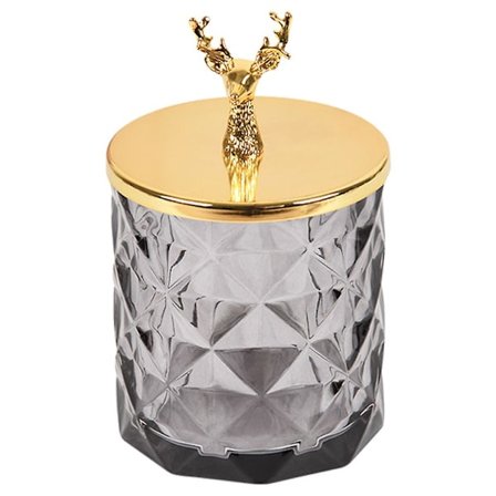 Biscuit Barrel Oppbevaringsboks Krukke Glass, Godteri Krukke Dekorative Krukker Med Lokk Oppbevaring Smykker Glass Nipsgjenstandsboks Grå