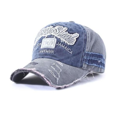 Broderi Baseball Caps Distressed Faded Cap GRÅ
