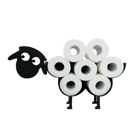 Toalettpappershållare, Svart Får Toalettpappershållare, Fristående och Väggmonterad, Badrumsdekoration(f2)