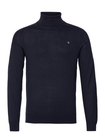 Merino Roller Neck Knitwear Turtlenecks Navy Morris