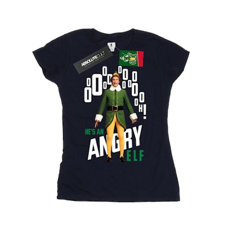 Elf Dam/Damer Angry Elf Bomull T-Shirt S Marinblå