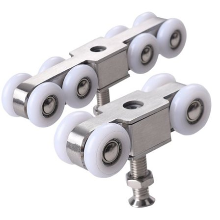 Hjulmekanisme i rustfrit stål til skydedøre - 4 hjul med monteringsskruer
