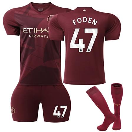 2024-2025 Manchester City Børneudebanetrøje Nummer 47-WELLNGS 20