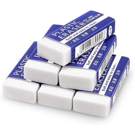 6 stk. blyantsviskelæder, store hvide viskelædere til skole, kontor, kunst