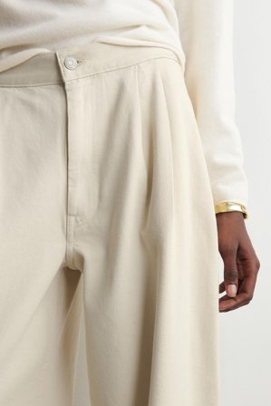 COS Women's Pleated Wide-Leg Denim Trousers in White