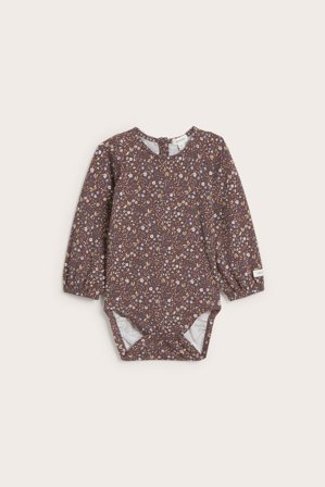 Newbie | Blomstrete body med puffermer | Lilla