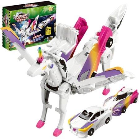 2-i-1 Transformer Car Unicorn – Magnetic Transforming Car & Robot Toy for Kids