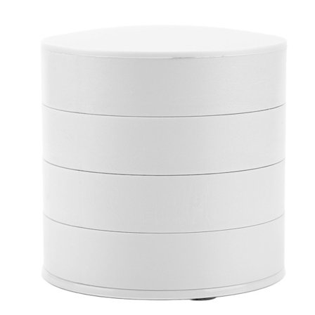 Roterende smykkeskrin 4 lag 360 graders rotasjon støvtett rund smykkeskrin med lokk for kontor husholdning hvit