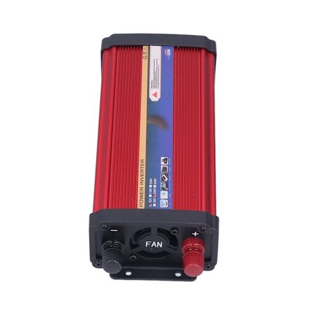 1000W Bilströmkonverter Modifierad Sinusvåg Dubbla USB-portar Snabbladdning Aluminiumlegering Röd 12V‐220V