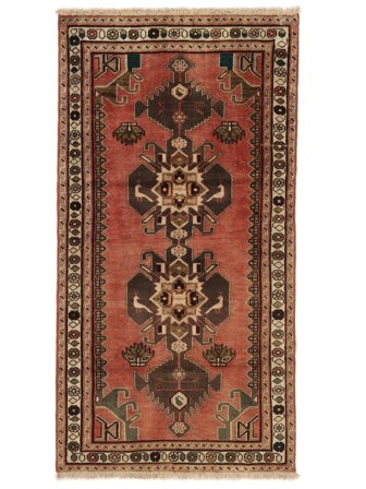 Hand Knotted Colored Vintage Rug 101X194 Vintage Wool Brown/Black Small