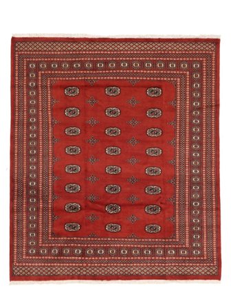 Håndknyttet Pakistan Bokhara 2Ply 202X236 Uldtæppe Mørkerød/Brun