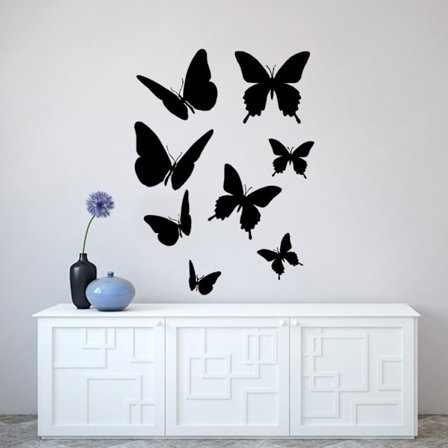 8 fjärilar vinyl vägg klistermärken