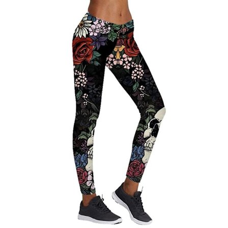 Blommor och Dödskallar Leggings
