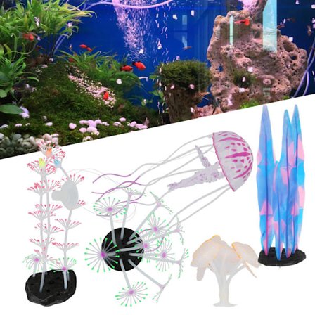 Akvarium Ornament Lysende Silikone Simuleret Vandmand Koral Dekoration_jar