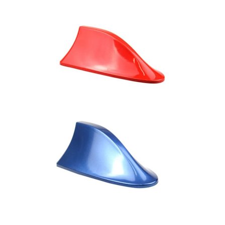 2 stk. Universal Shark Fin Bilantenne - FM/AM Radioantenne med Vandtæt Klæbende Base til Auto SUV Truck Van (Rød+Blå)