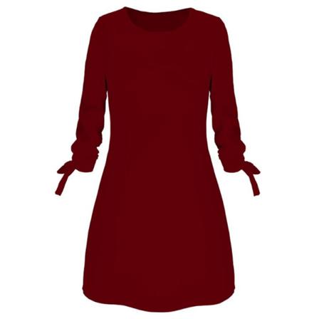 Kvinnors O-ringad Solid Klänning Lös Mini Casuals 3/4 Ärm Rosett El