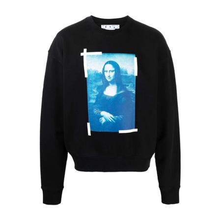 Off White, Monalisa Over Crew-Neck Sweatshirt Czarny, Mężczyzna, Rozmiar: XL