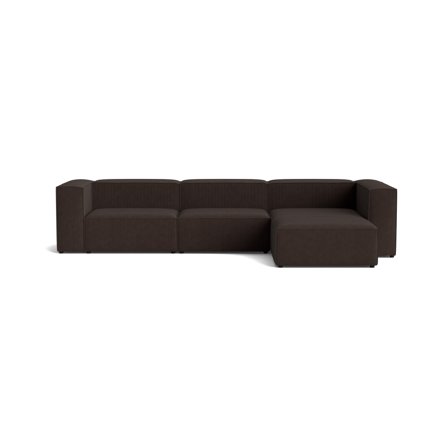 Lissabon XL Chaiselong Sofa, Højrevendt, Mørkebrun Kvalitetsstof - 360x190x72cm - Slidstærk Modulsofa med Ekstra Bred Chaiselong & Krydsfiner Ramme