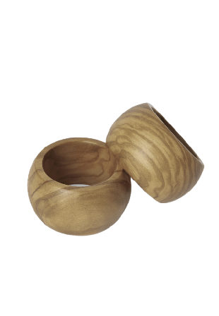 PORTOLINO LIVING Servettring i olivträ, 2-pack Bordstextil Brun ONESIZE