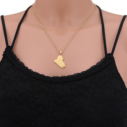 Rustfritt stål kjede for kvinner, Irak kart anheng, beste gave til familie eller venner