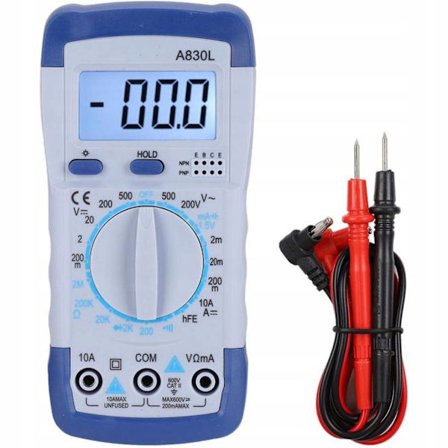 Digital Multimeter A830L – LCD Skjerm | AC/DC Spenning, Strom, Motstand | For Elektrikere, Teknikere