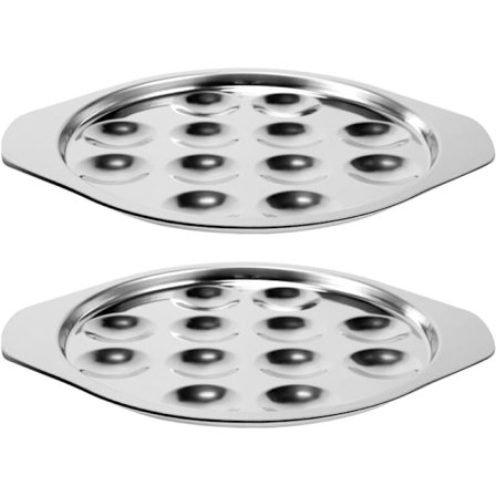 2 stk. Escargot Tallerken Restaurant Serveringsfad Varmebestandig Svampe Snegl Middag Rustfrit Stål Rund Escargot Tallerken