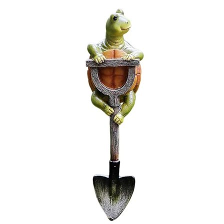 【xj】Kreativ skildpadde, der holder spade, udendørs havehåndværksdekorationer