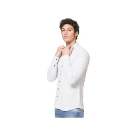 Desoto, Long-sleeved shirt with fishbone patterns Wit, Heren, Maat:M