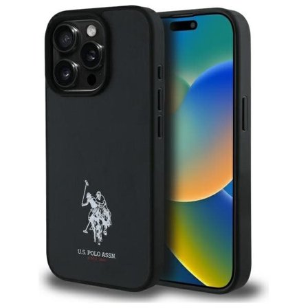 US Polo USHCP15XPGEK iPhone 15 Pro Max 6,7" svart/svart Läder Broderad DH Färg