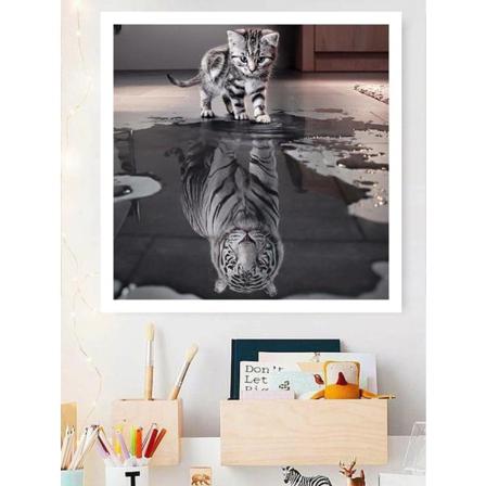 Diamond Painting / DIY 5D Diamantmaleri - 30x30cm - Kat/TigerA 123