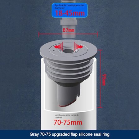 Gulvsluk Avløpsdeksel GRÅ 70-75MM