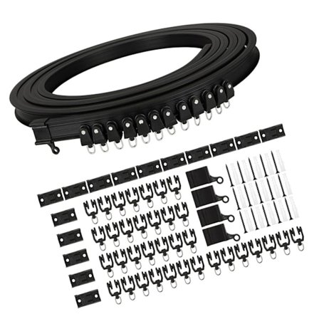 5 Meter Svart Gardinskena med Rullar för Moderna Inredningslösningar