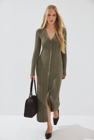 NA-KD Midikleid aus Strickjacke - Cardigans - Grün - M