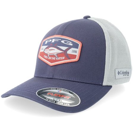 Columbia - Blå trucker Keps - Pfg Patch Mesh Ball Cap Nocturnal Cool Mesh Flexfit @ Hatstore