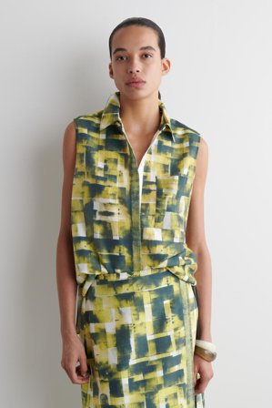 COS Femme Chemise Sans Manches Imprimée in Jaune