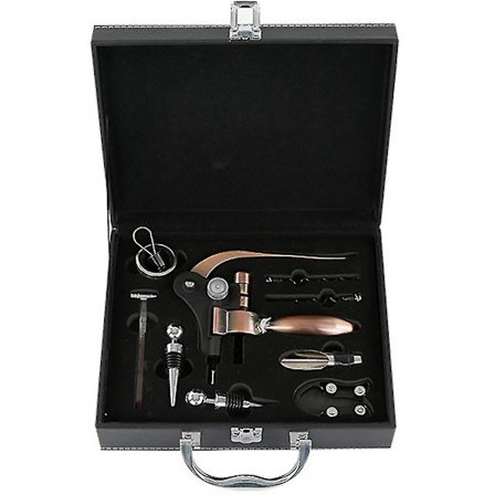 Vinkorksett i Premium Lærboks Kanin Korktrekker Vinflaskeåpner, Vinfylleløsning Gavesett